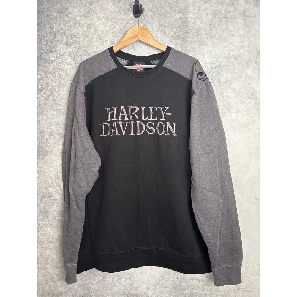 Harley-Davidson Men's Crewneck Colorblock Embroidered Long Sleeve Pullover XL